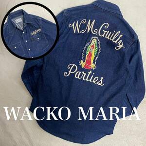 WACKO MARIA DENIM WESTERN SHIRT Sサイズ　刺繍　チェーンステッチ　長袖シャツ