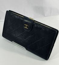 ◇1円 ★ CHANEL シャネル マトラッセ 長財布 ココマーク ラムスキン ブラック 黒 箱 ギャランティカードシール付_画像2