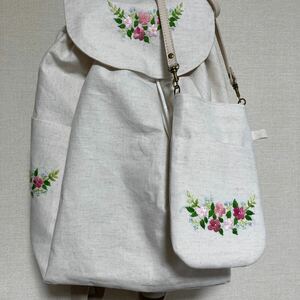 ハンドメイド 手刺繍リュック