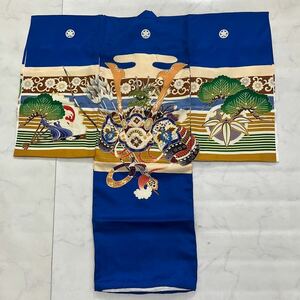 kimono+one◆未使用同然◆産着◆お宮参り◆襦袢付き◆五つ紋◆七五三◆３歳用◆男の子着物◆七五三お詣り男の子着物お正月卒業式Y1