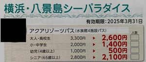 横浜　八景島シーパラダイス　アクアリゾートパス　4名利用可　最大2800円引き！