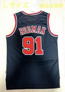 【NBA】ブルズ激レア人気デニスロッドマンゲームシャツ黒 NBAファイナルズ Lサイズ（44サイズ）
