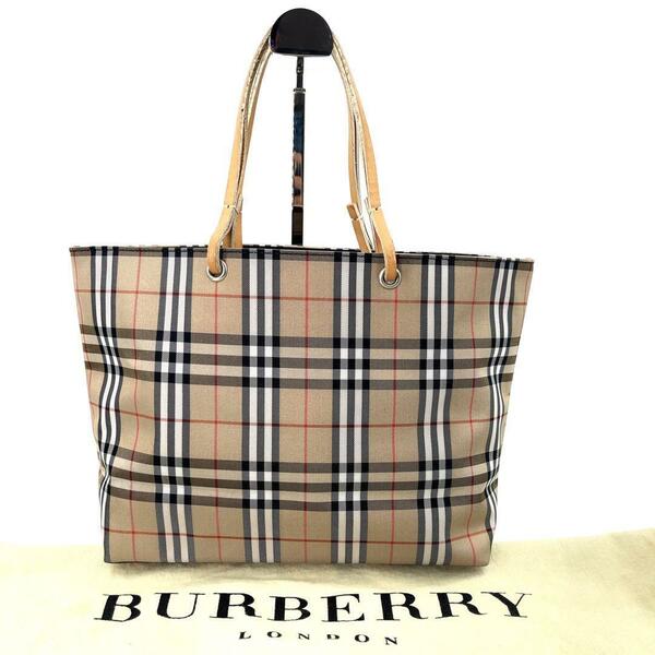 【美品】Burberry バーバリー　ノバチェック　トート　レザー　ナイロン