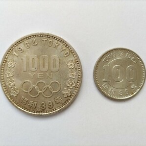 1964東京オリンピック記念銀貨 1000円1枚 100円7枚 ケース入り 100円銀貨 鳳凰5枚 稲穂1枚の画像3