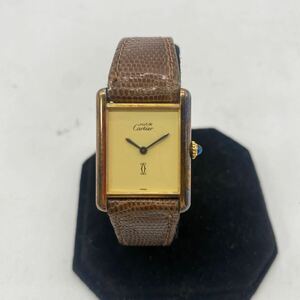 exI0046 Cartier Cartier Must Tank men's hand winding wristwatch 925 ivory face operation ok present condition goods 