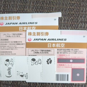 【即日通知】2枚セット スピード通知 JAL 日本航空 株主優待券 2枚 国内 航空券 割引 搭乗期限24年11月末まで