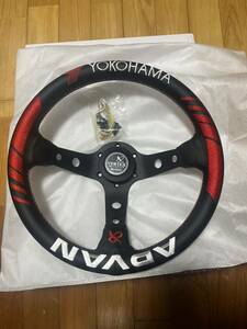  free shipping steering gear deep cone leather steering wheel YOKOHAMA Advan after market Momo Nardi doli car new goods not yet installation 