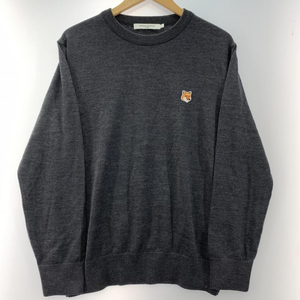 【中古】MAISON KITSUNE ウール 薄手セーター サイズS グレー メゾン キツネ[240019454937]