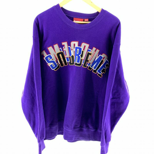 【中古】Supreme 21SS Stacked crewheck サイズM パープル シュプリーム クルーネック[240019440574]