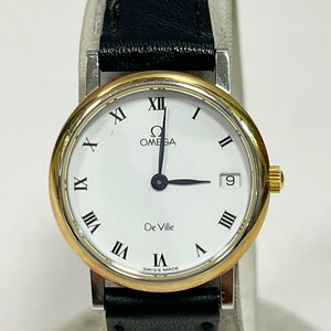 YA1 OMEGA オメガ デビル ホワイト文字盤 デイト クォーツ腕時計