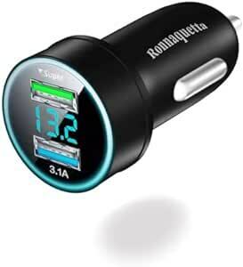 Ronnaquettaシガーソケット usbは自動車電池電圧を表示でき、QC3.0車 充電器 33W 急速充電+3.1A車 2連カ