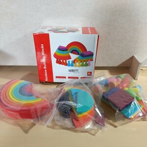 y051715t Promise Babe Rainbow rainbow color tunnel wooden toy loading tree intellectual training toy round shape triangle shape square rectangle arch wooden 