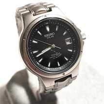 動作品 SEIKO セイコー チタン ソーラー SOLAR クォーツ メンズ 腕時計 稼働品 ソ150_画像1