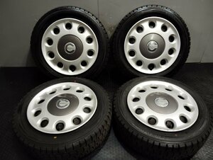 タイヤ走行短め【DUNLOP WM01 155/56R14】スタッドレス【ダイハツ ミラココア 純正ホイール 14インチ 4.5J4HPCD100】19年製　(VTH946)