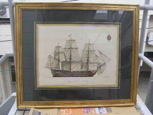 HA.Muth.(ハインツAムート独1871-1931)作 HMS.VICTORY(1765-1869)号 真作 英国ネルソン提督トラファルガー海戦旗艦 1970年頃版 送170size 