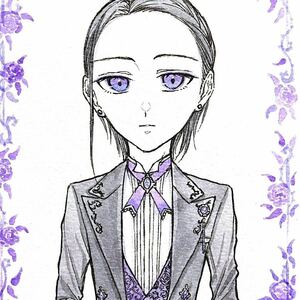 手描きイラスト オリジナル 創作 原画 水彩 花 薔薇 紫 ドローイング 執事