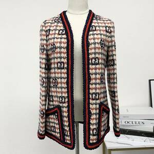 9859 Gucci GG check tweed jacket outer multicolor 