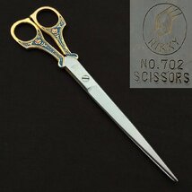 鋏 NIKKY SCISSORS 全長約200㎜ 彫金柄 はさみ ハサミ シザー 文房具 【8267】_画像1