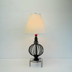 U.S. ヴィンテージ テーブルランプ / アメリカ ブラックワイヤー ファブリックシェード 照明 #506-039-851