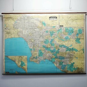 ロサンゼルス ヴィンテージ地図【#4664】Thomas Bros Maps L.A. & ORANGE CO. MINI-WALL MAP スクール教材 トーマスブラザーズ