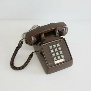 80s アメリカ ヴィンテージ PAC TEL 電話機 / ブラウン プッシュ回線 テレフォン ディスプレイ小物 オフィス #602-10-039-295