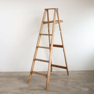  America Vintage 6 step stepladder / wooden ladder stepladder display store furniture gardening antique miscellaneous goods #602-10-31-52