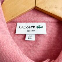 【E22】LACOSTE ラコステ ポロシャツ 半袖 刺繍ロゴ 鹿の子 ピンク 3 Mサイズ ゴルフウェア メンズ_画像6