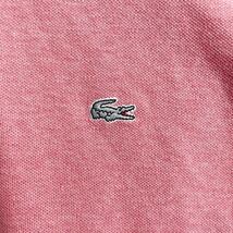 【E22】LACOSTE ラコステ ポロシャツ 半袖 刺繍ロゴ 鹿の子 ピンク 3 Mサイズ ゴルフウェア メンズ_画像5