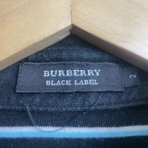 BURBERRY BLACK LABEL バーバリーブラックレーベル ポロシャツ 半袖 ボーダー ホースロゴ 刺繍 ブラック 黒 メンズ 2 Mサイズの画像8