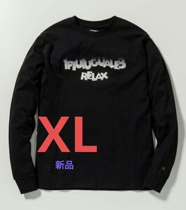 【新品未開封】1PIU1UGUALE3 RELAX 黒ウノピゥウノウグァーレトレ リラックス グラデーション3DロゴロングTシャツ