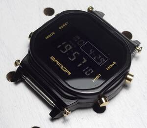 DW-5600 スピードモデル 互換モジュール 反転液晶 ゴールド デジタルウォッチ 腕時計