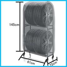 ★シルバー_61*72*145cm★ 【ブランド】 ZATOOTO タイヤラックカバー 屋外 ４本 収納 420D 厚手 防水 SUV用 紫外線カット 高品質_画像7