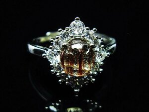 銀座東道◆天然石最高級品ファイナルグレード金針ルチル水晶指輪(18号)[T164-7151]
