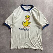 1スタ 80s vintage ビンテージ USA製 醜いアヒルの子 半袖 Tシャツ シングルステッチ リンガーネック リンガーTシャツ Lサイズ_画像1