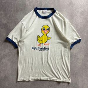 80s vintage ビンテージ USA製 醜いアヒルの子 半袖 Tシャツ シングルステッチ リンガーネック リンガーTシャツ Lサイズ 