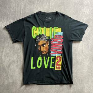 00s 2PAC フェード ブラック 高発色 ヴィンテージ ラップT 丸胴ボディ 半袖Tシャツ Mサイズ