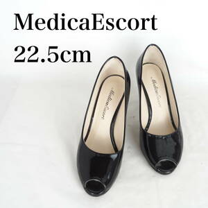 M2706**美品*MedicaEscort*メディカエスコート*オープントゥパンプス*22.5cm*黒*外反母趾矯正*