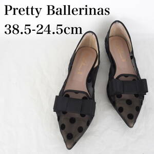 MK6321*Pretty Ballerinas*プリティ・バレリーナ*レディースバレエシューズ*38.5-24.5cm*黒・ドット