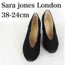 MK6340*Sara jones London*サラジョーンズロンドン*レディースパンプス*38-24cm*黒_画像1