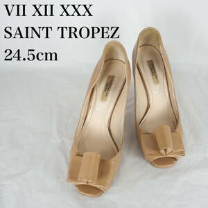 MK6726*VII XII XXX SAINT TROPEZ*レディースパンプス*24.5cm*エナメルベージュ