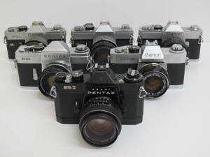(h-3)　Canon キャノン FT/FTb/EX AUTO・PENTAX ペンタックス ESⅡ・Konica コニカ FP　レンズ付　フィルムカメラ　6台セット