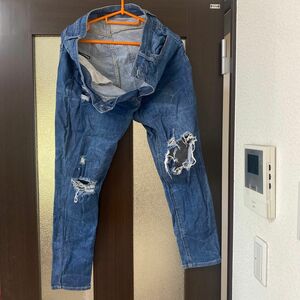 大きいサイズ レディース ストレッチダメージデニムスキニーパンツ