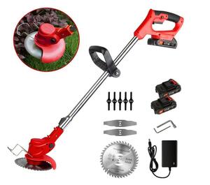 [2024 newest improvement ] mower rechargeable electric lawnmower brush cutter engine branch cut . lawn grass raw field .. plant light weight many razor attaching height performance battery 2 piece attaching 