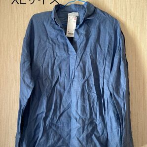 ユニクロ プレミアムリネンスキッパーシャツ 新品 XL ブルー ブラウス デニム Tシャツ