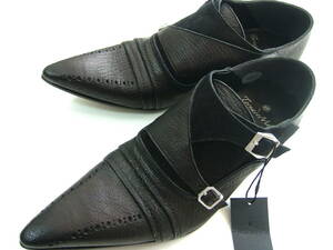  Tornado Mart shoes L leather original leather black po Inte do double monk new goods 7104