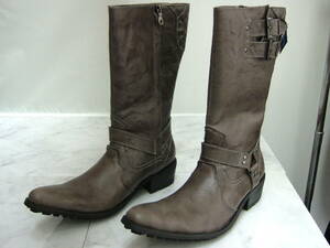  Tornado Mart boots M leather original leather long tea new goods 1103
