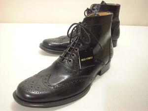  high Street boots M leather original leather leather bottom Italy black new goods 4504