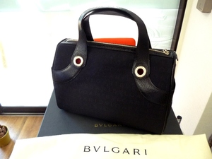 ■BVLGARI ブルガリ ロゴマニア キャンバス×レザー バッグ/ブラック黒・未使用 ■