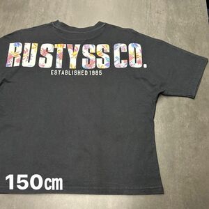 ロゴTシャツ　RUSTY ムラスポ　キッズ　子供服　男の子　女の子　ボーイズ　ガールズ　黒　ブラック　半袖　150㎝