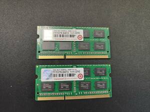 送料込☆動作確認済☆Transcend 16GX2枚 合計32GB KIT / DDR3L-1600 CL11 / PC3L-12800S ノートPC用メモリ